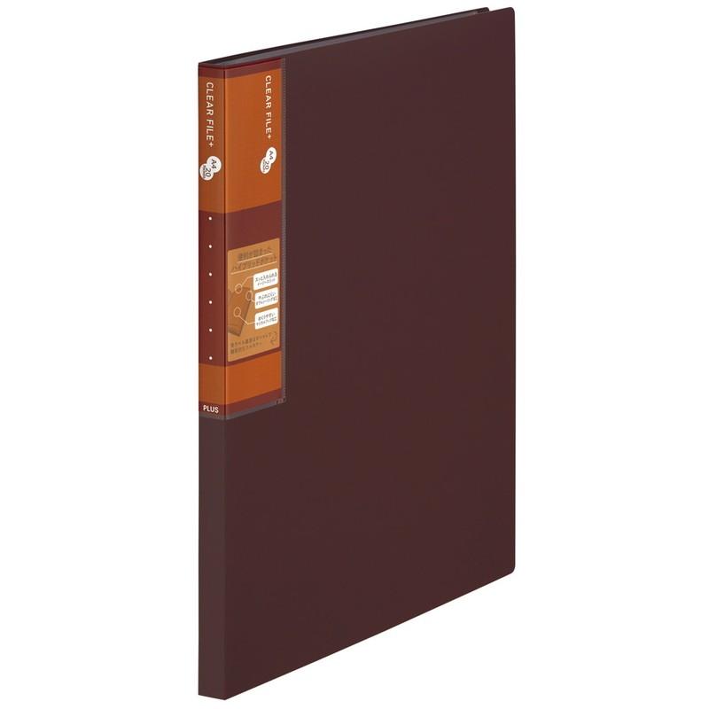 プラス(PLUS) スーパーエコノミー クリア―ファイル+ A4 20ポケット ブラウン 75832 FC-502EL 75-832 | PLUS | 01