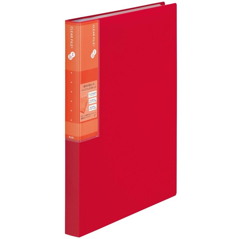 プラス(PLUS) スーパーエコノミー クリア―ファイル+ A4 40ポケット レッド  FC-504EL 75-873 | PLUS | 01