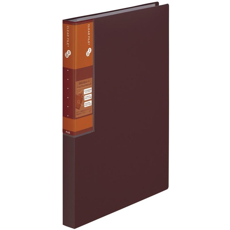 プラス(PLUS) スーパーエコノミー クリア―ファイル+ A4 40ポケット ブラウン  FC-504EL 75-834 | PLUS | 01