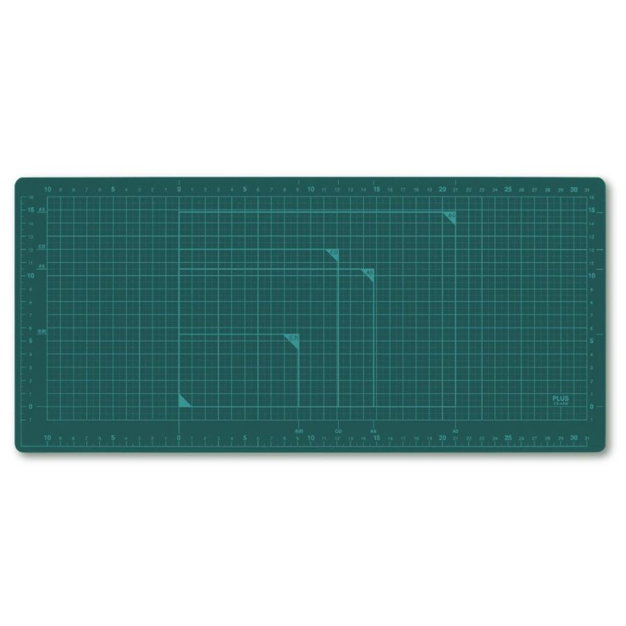 【欠品中:納期未定 入荷次第発送】プラス(PLUS) カッティングマット ワイドサイズ CS-A4W GR グリーン　48-577 | PLUS