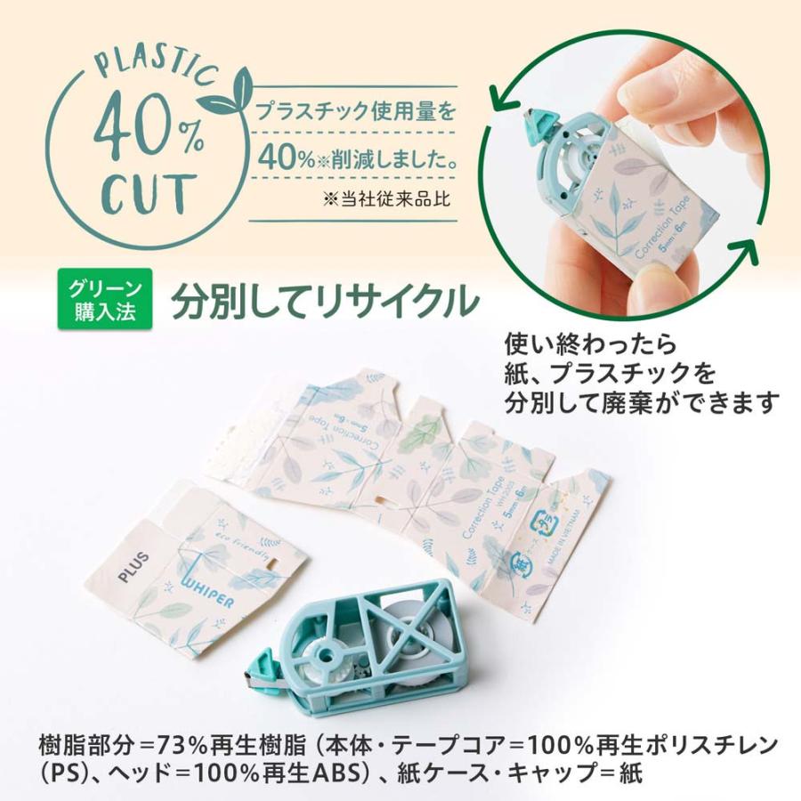 プラス PLUS 修正テープ ホワイパー 紙ケース入り ボタニカルグリーン WH-2005 | PLUS | 05
