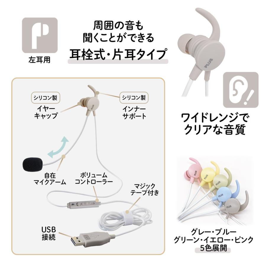 プラス PLUS ケイタイする 小型ヘッドセット 片耳 グレー  TW-HS003 | PLUS | 03