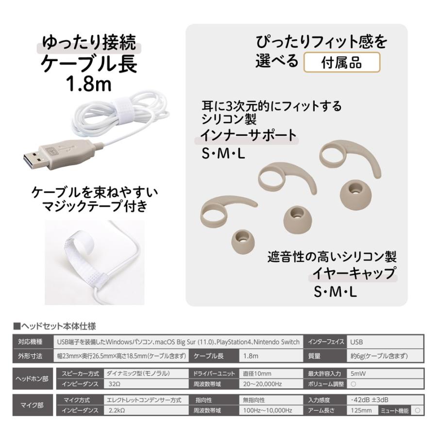 プラス PLUS ケイタイする 小型ヘッドセット 片耳 グレー  TW-HS003 | PLUS | 06