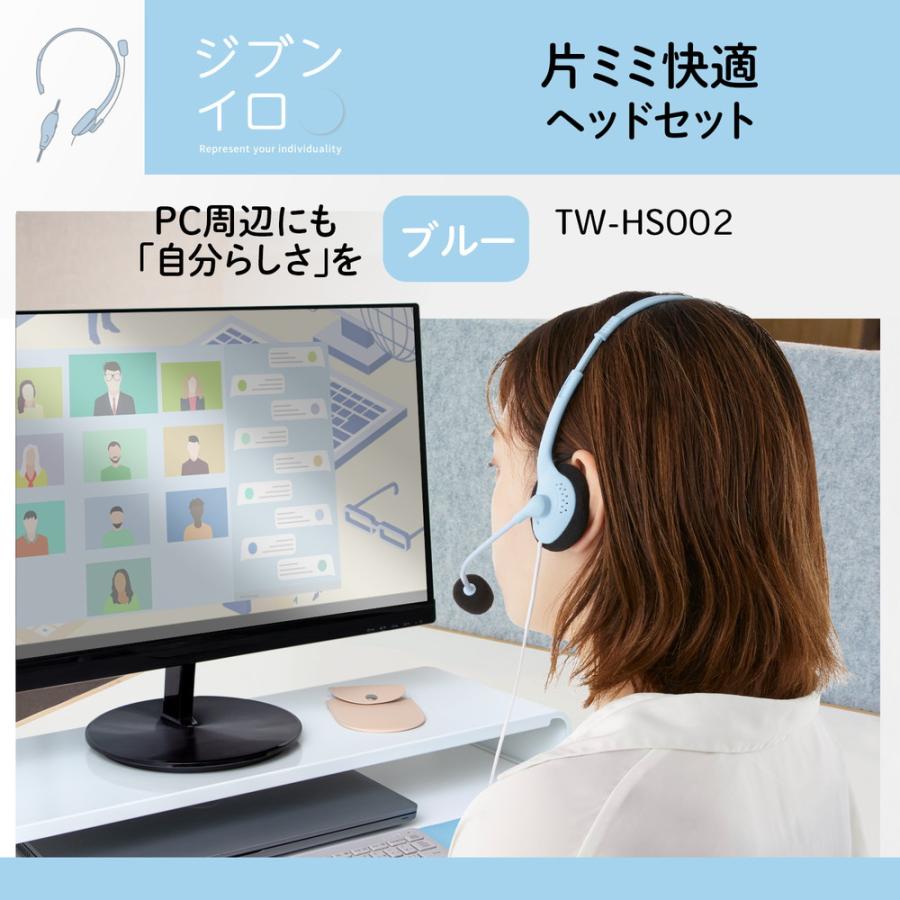 プラス PLUS 片ミミ快適 ヘッドセット ブルー TW-HS002 | PLUS | 02