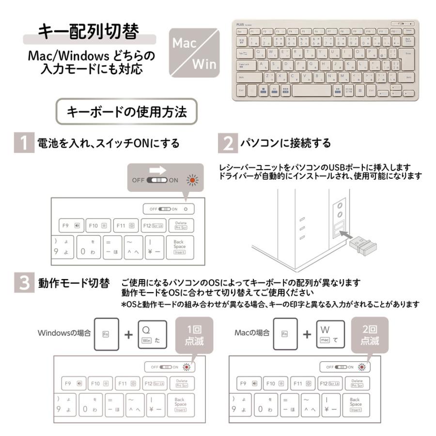 プラス PLUS 薄・ミニ ワイヤレスキーボード グレー TW-KB002 | PLUS | 06