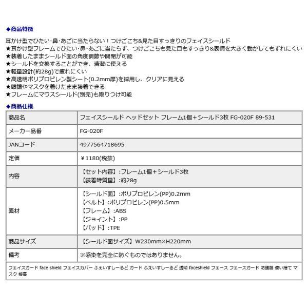 プラス PLUS フェイスシールド ヘッドセット フレーム1個＋シールド3枚 FG-020F 89-531 | PLUS | 10