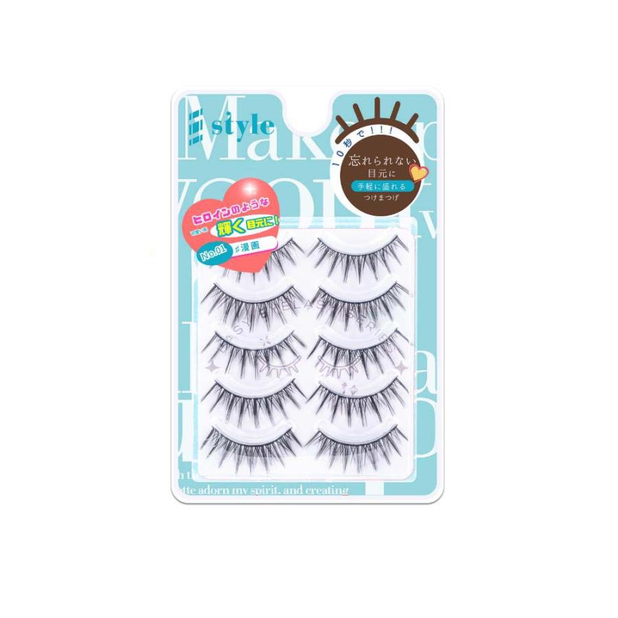 KORE シャープスタイル イージーアイラッシュ 01 5ペア EASY EYELASH SERIES 人気 つけまつげ 品質 透明芯 柔らかい ナチュラル 再利用可能 | ブランド登録なし