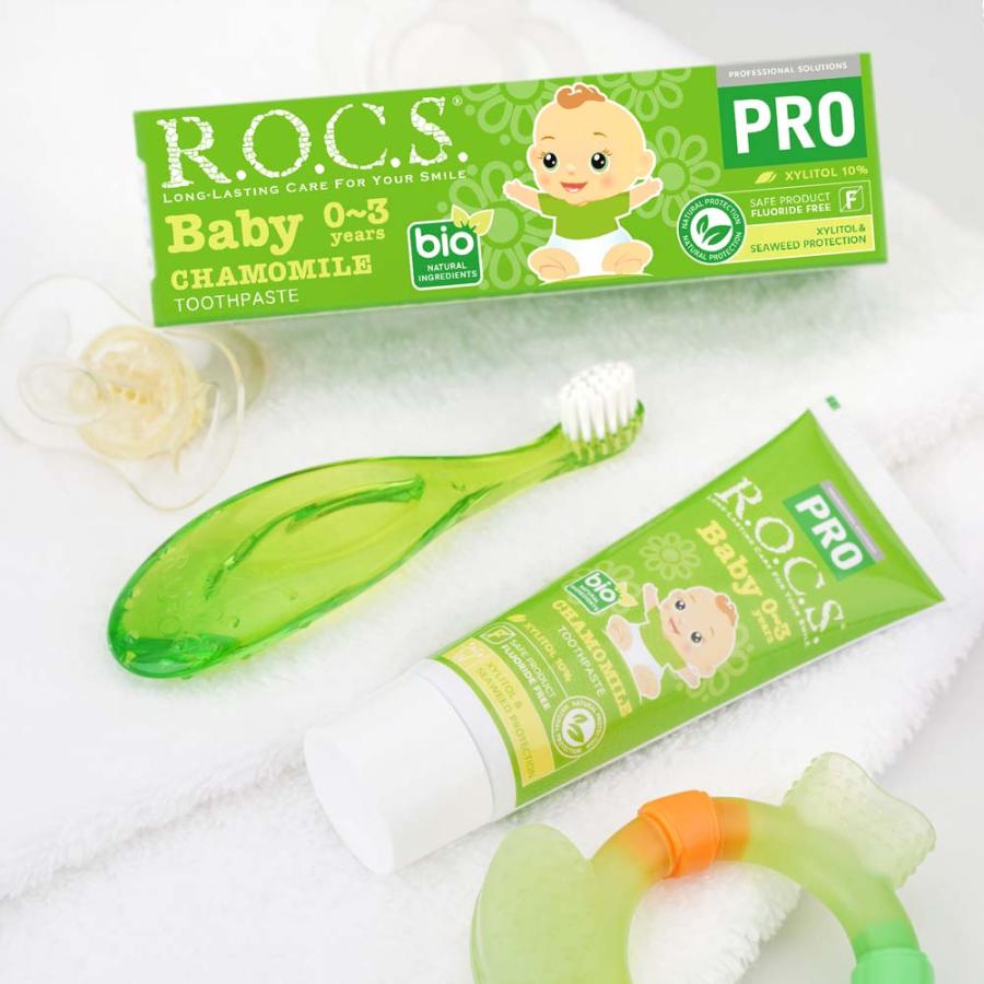 ロックスPRO 歯みがき ベビー カモミール 45g フッ素不使用 ROCS PRO 歯磨き粉 Baby 0〜3歳 虫歯予防 天然由来 | R.O.C.S. | 02