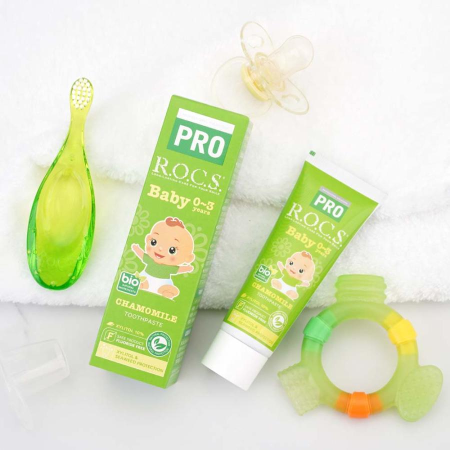 ロックスPRO 歯みがき ベビー カモミール 45g フッ素不使用 ROCS PRO 歯磨き粉 Baby 0〜3歳 虫歯予防 天然由来 | R.O.C.S. | 03