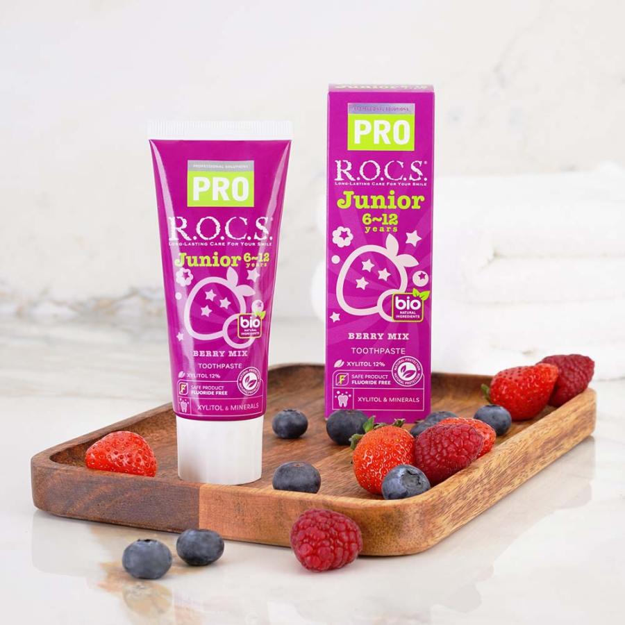 ロックスPRO 歯みがき ジュニア ベリーミックス 74g フッ素不使用 ROCS PRO 歯磨き粉 Junior 6〜12歳 虫歯予防 天然由来 | R.O.C.S. | 02