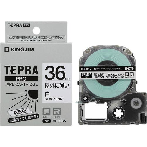 キングジム＜KING JIM＞テプラ「PRO」テープカートリッジ　屋外に強いラベル　白／黒文字 SS36KV　36mm幅　7m | TEPRA PRO