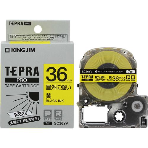 キングジム＜KING JIM＞テプラ「PRO」テープカートリッジ　屋外に強いラベル　黄／黒文字 SC36YV　36mm幅　7m | TEPRA PRO