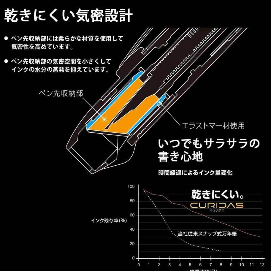 プラチナ万年筆 ノック式万年筆　キュリダス グラファイトスモーク 細字 PKN-7000#7-2 | プラチナ万年筆 | 03