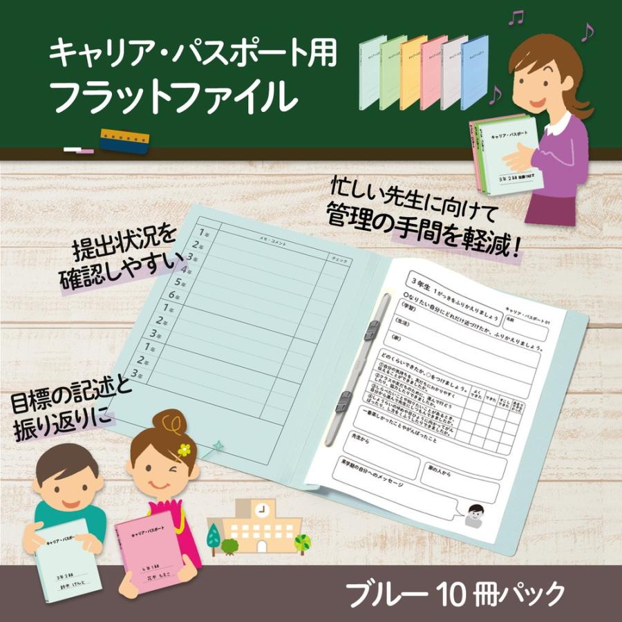 プラス(PLUS) ファイル キャリア・パスポート専用フラットファイル 児童・生徒用 ブルー 10冊セット No.021CP 91-385 ×10 | PLUS | 01