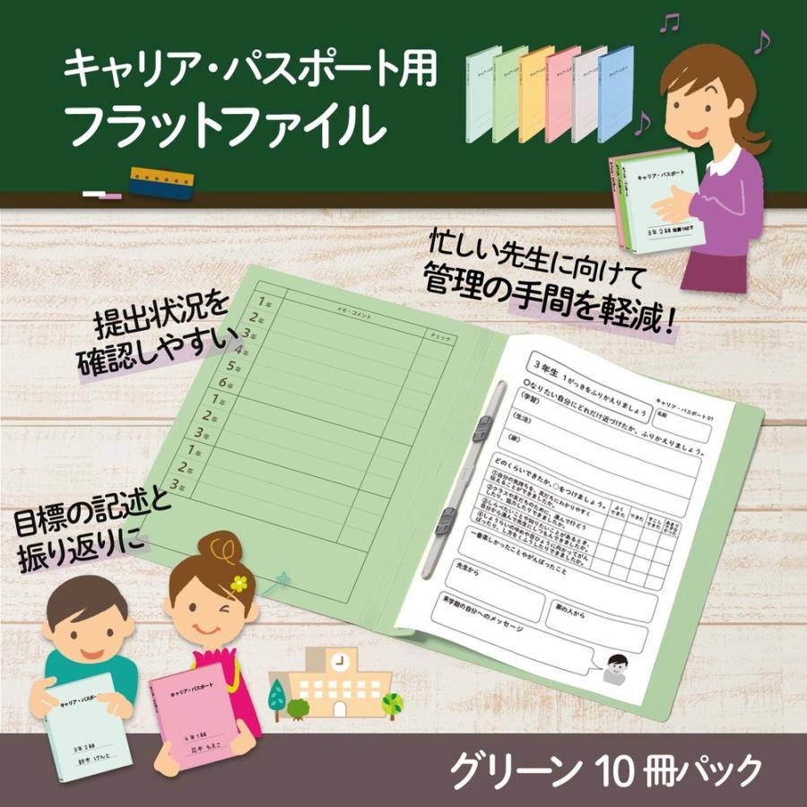プラス(PLUS) ファイル キャリア・パスポート専用フラットファイル 児童・生徒用 グリーン 10冊セット No.021CP 91-386 ×10 | PLUS | 01