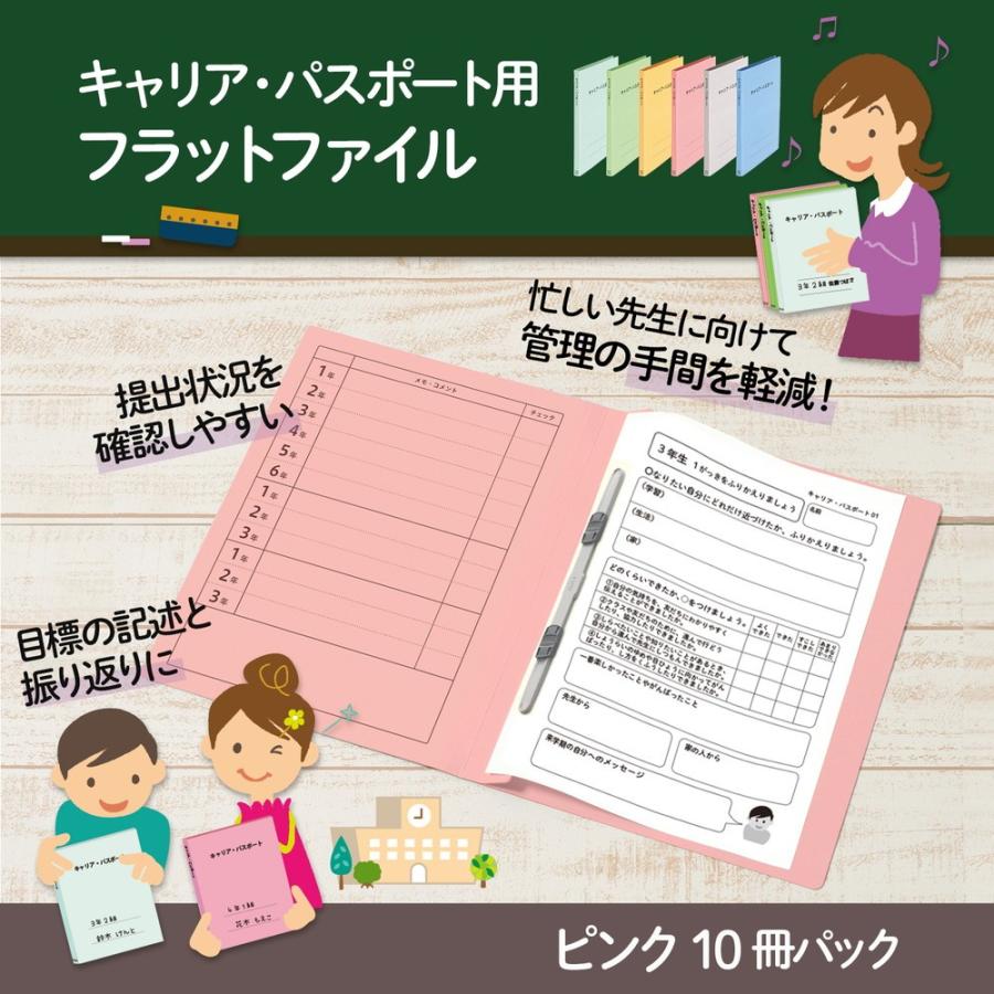 プラス(PLUS) ファイル キャリア・パスポート専用フラットファイル 児童・生徒用 ピンク 10冊セット No.021CP 91-388 ×10 | PLUS | 01