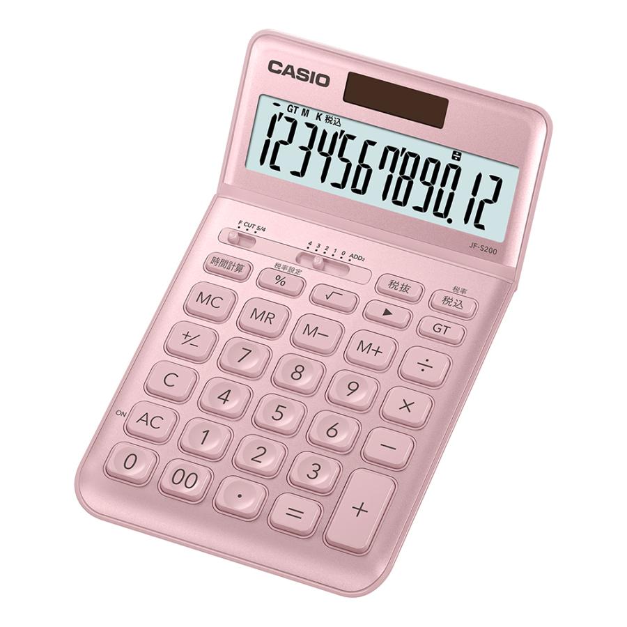 カシオ CASIO ジャストサイズ 電卓 12桁 JF-S200-PK-N ポケットサイズ 時間計算 時間の四則計算 メモリー計算 消費税 税抜 税込 | CASIO | 01