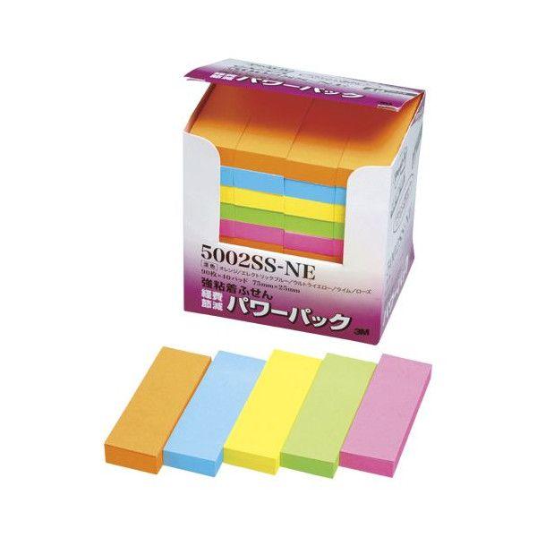 3M　経費節減パワーパック　強粘着シリーズ　ふせん　５色セット　９０枚×４０個パック　5002SS-NE | 
