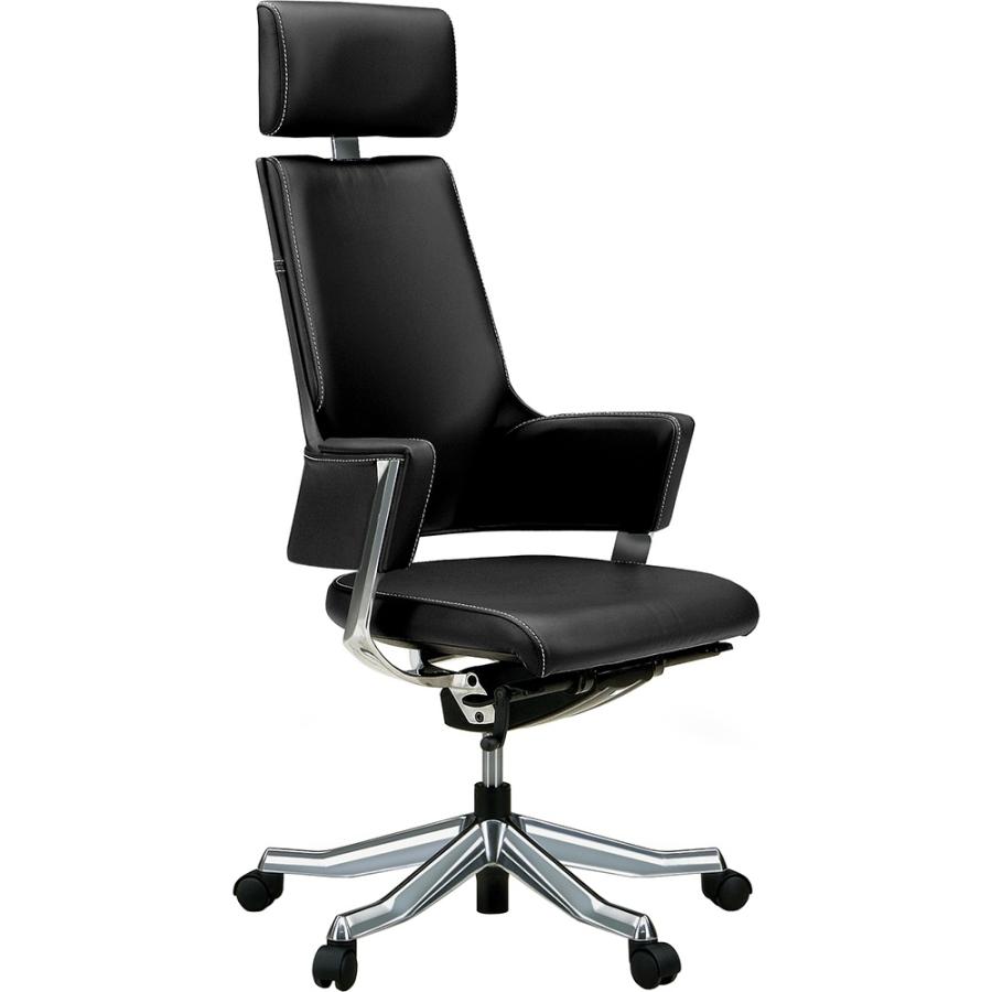 関家具 タスクチェア デルフィ フルレザー ハイタイプ ブラック  068269 | 関家具 | 01