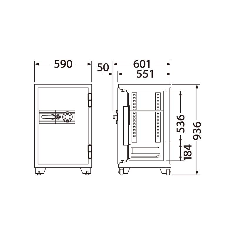 エーコー 業務用金庫　700シリーズ　701DKG　100万変換ダイヤル錠+シリンダー錠　115L　1時間耐火 地震 災害 防災 | エーコー | 01