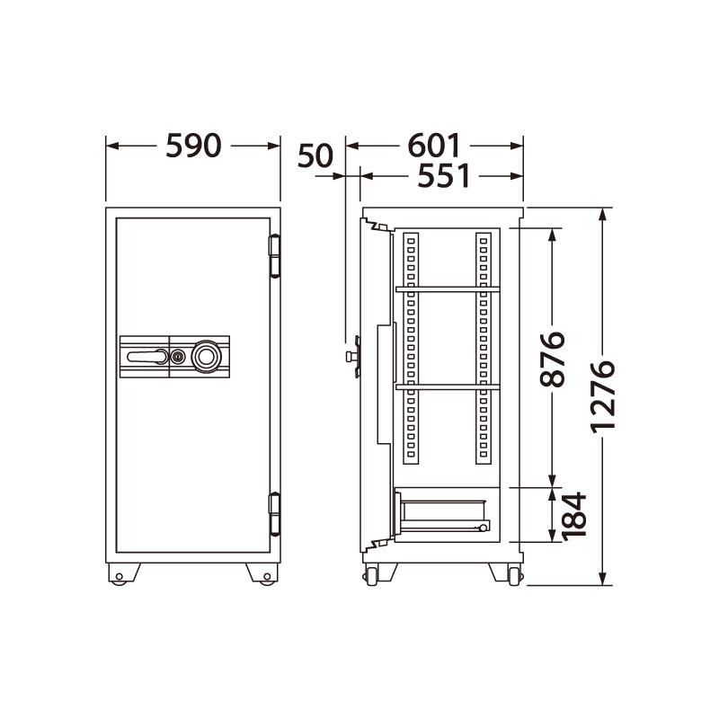 エーコー 業務用金庫 700シリーズ 702DKG 100万変換ダイヤル錠+シリンダー錠 169L 1時間耐火 地震 災害 防災 | エーコー | 01