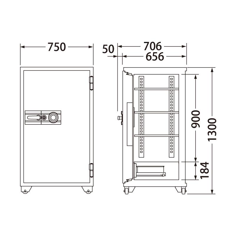 エーコー 業務用金庫　700シリーズ　703DKG　100万変換ダイヤル錠+シリンダー錠　304L　1時間耐火 地震 災害 防災 | エーコー | 01