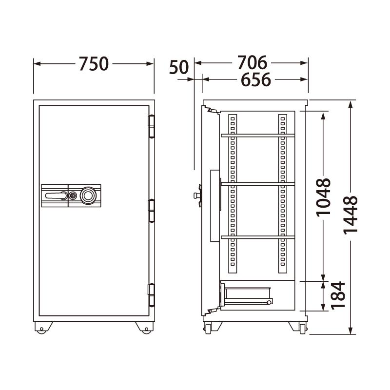 エーコー 業務用金庫 700シリーズ 704DKG 100万変換ダイヤル錠+シリンダー錠 345L 1時間耐火 地震 災害 防災 | エーコー | 01
