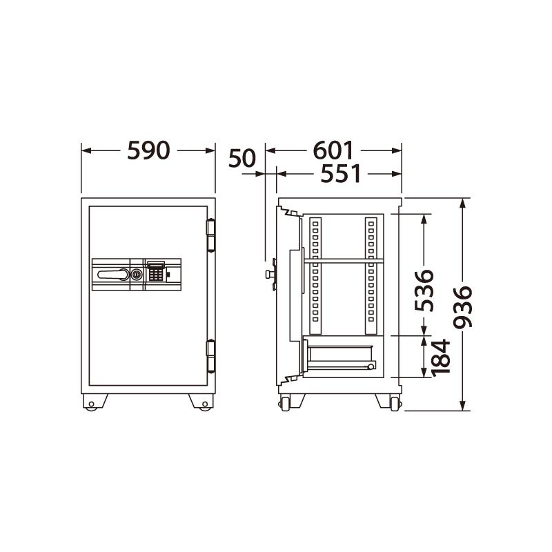 エーコー 業務用金庫 700シリーズ 701EKG テンキー錠+シリンダー錠 115L 1時間耐火 地震 災害 防災 | エーコー | 01