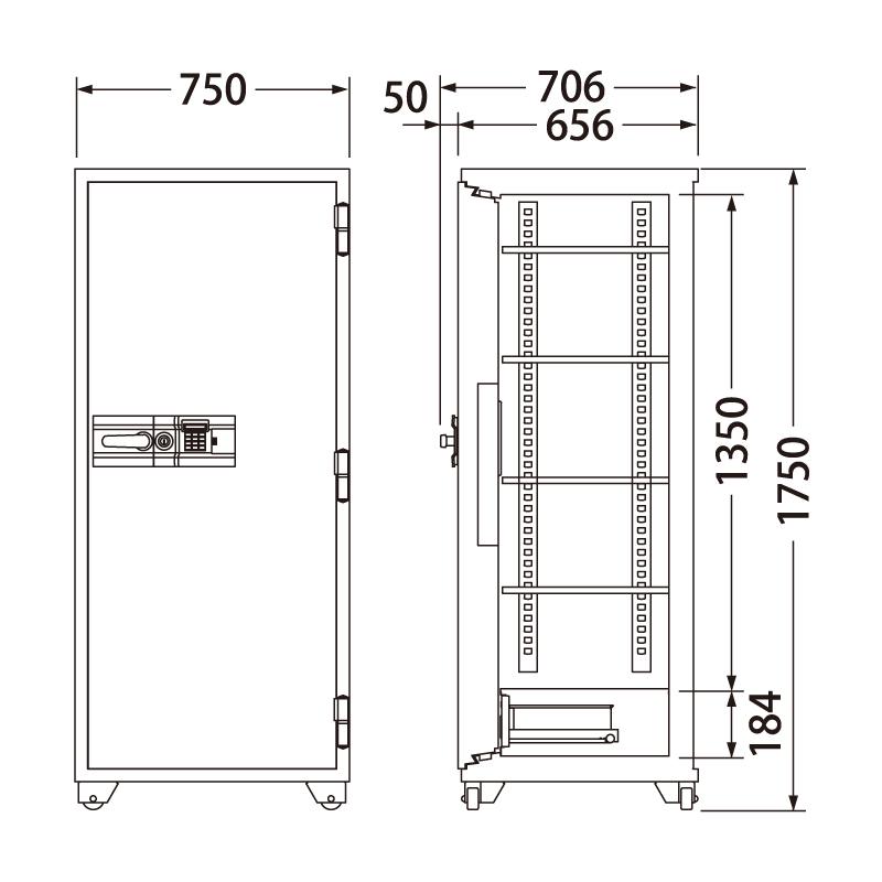 エーコー 業務用金庫　700シリーズ　705EKG　テンキー錠+シリンダー錠　430L　1時間耐火 地震 災害 防災 | エーコー | 01