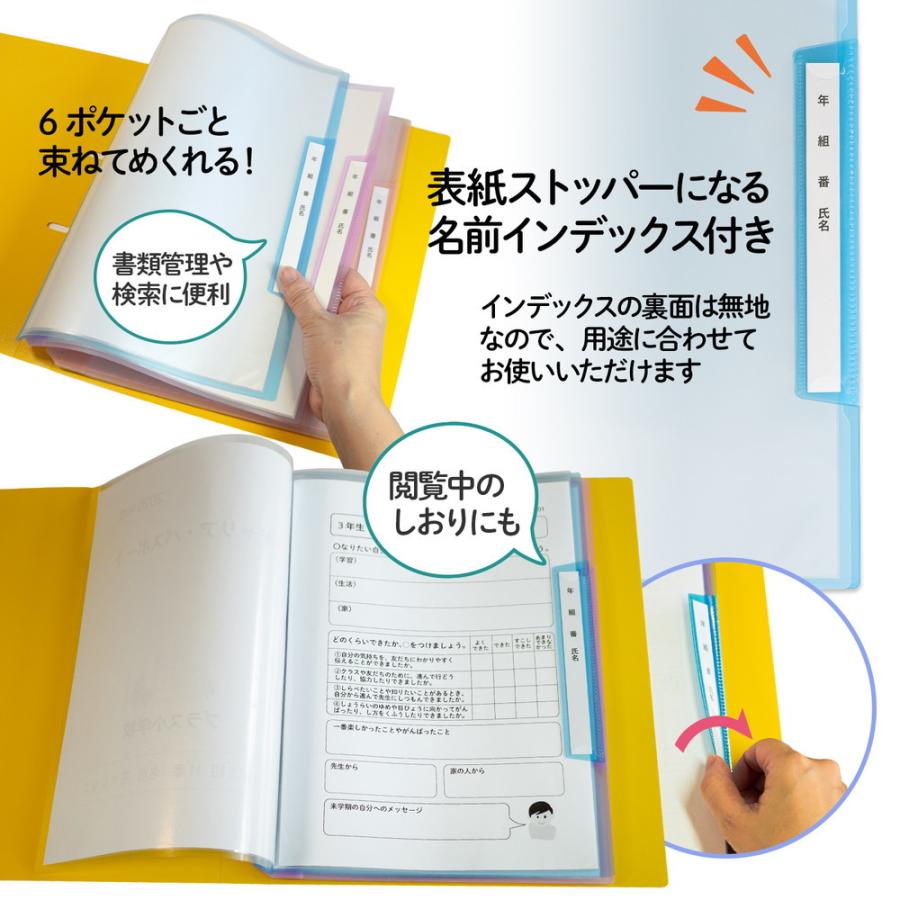 プラス(PLUS) 年組氏名リフィール式クリアファイル タテ入れ 6ポケット (２・４・30穴共有）ネイビー RE-201CF 84-821 | PLUS | 04