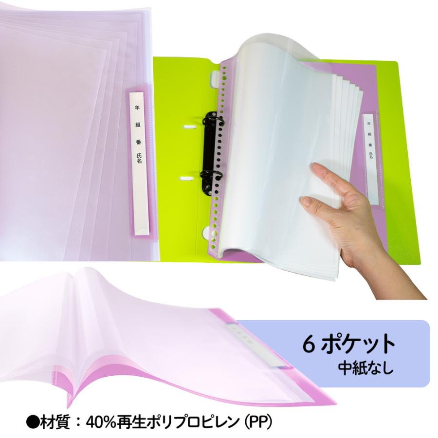 プラス(PLUS) 年組氏名リフィール式クリアファイル タテ入れ 6ポケット (２・４・30穴共有）パープル RE-201CF 84-822 | PLUS | 03