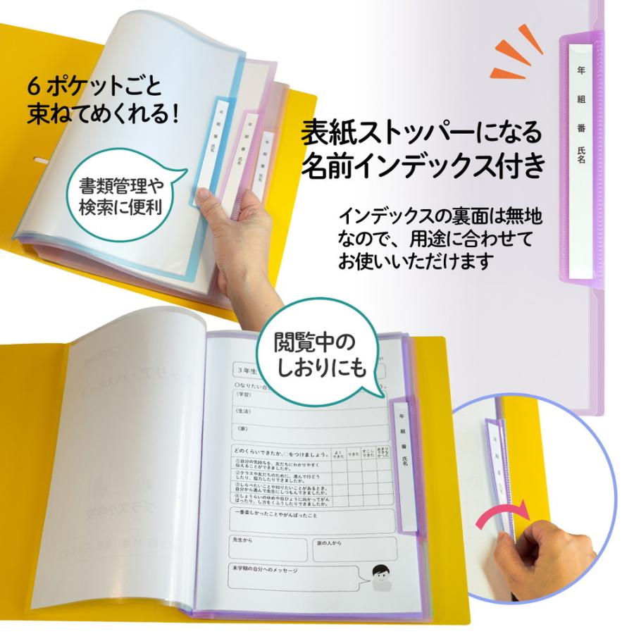 プラス(PLUS) 年組氏名リフィール式クリアファイル タテ入れ 6ポケット (２・４・30穴共有）パープル RE-201CF 84-822 | PLUS | 04