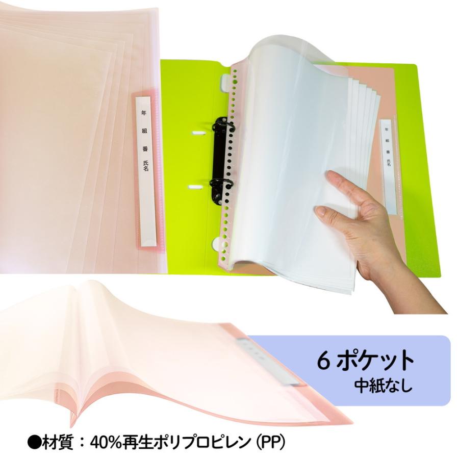 プラス(PLUS) 年組氏名リフィール式クリアファイル タテ入れ 6ポケット (２・４・30穴共有）ピンク RE-201CF 84-823 | PLUS | 03