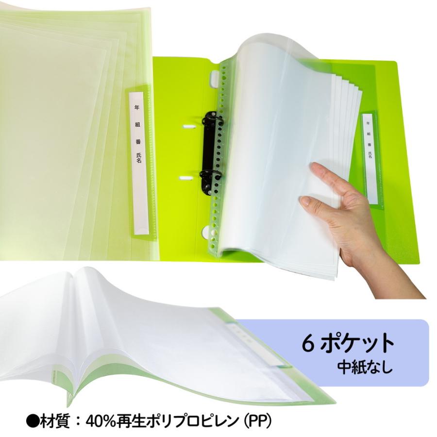 プラス(PLUS) 年組氏名リフィール式クリアファイル タテ入れ 6ポケット (２・４・30穴共有）グリーン RE-201CF 84-825 | PLUS | 03