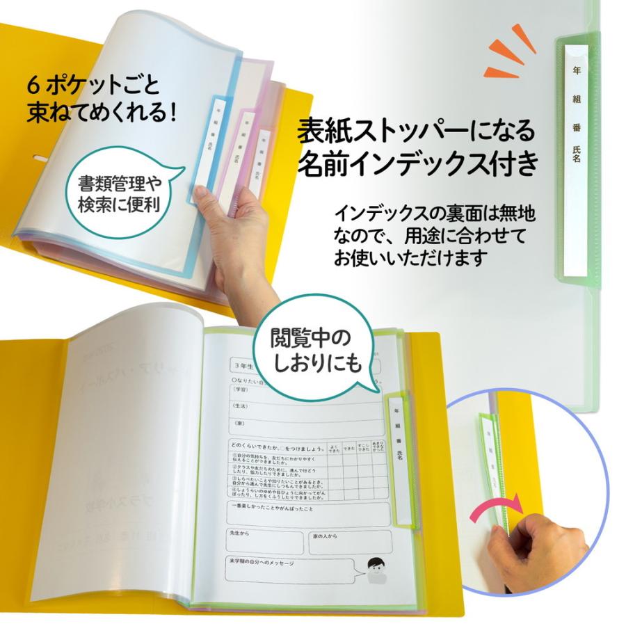 プラス(PLUS) 年組氏名リフィール式クリアファイル タテ入れ 6ポケット (２・４・30穴共有）グリーン RE-201CF 84-825 | PLUS | 04