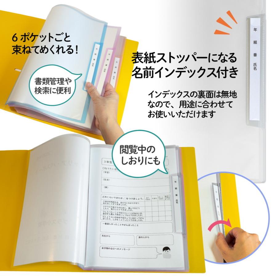 プラス(PLUS) 年組氏名リフィール式クリアファイル タテ入れ 6ポケット (２・４・30穴共有）クリアー RE-201CF 84-826 | PLUS | 04