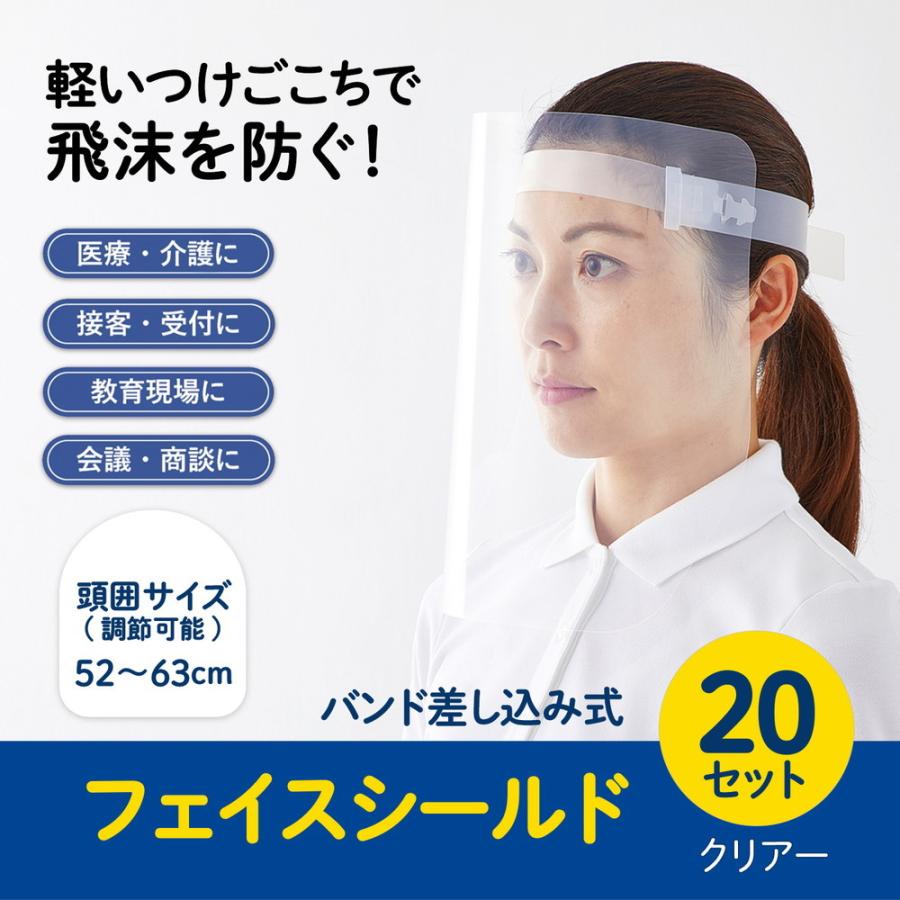 プラス(PLUS) フェイスシールド 差し込み式 20枚パック クリア | PLUS | 02