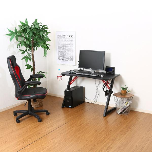 不二貿易 レイズ ゲーミングデスク 幅1050×奥行600×高さ700mm レッド 18572 |  | 01