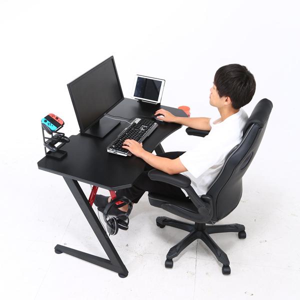 不二貿易 レイズ ゲーミングデスク 幅1050×奥行600×高さ700mm レッド 18572 |  | 03