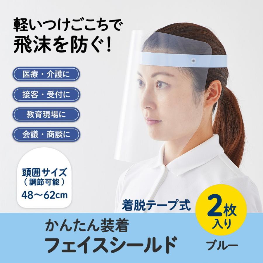 プラス (PLUS) かんたん装着 フェイスシールド 2枚入ブルー FG-013-2P 89-076 | PLUS | 02