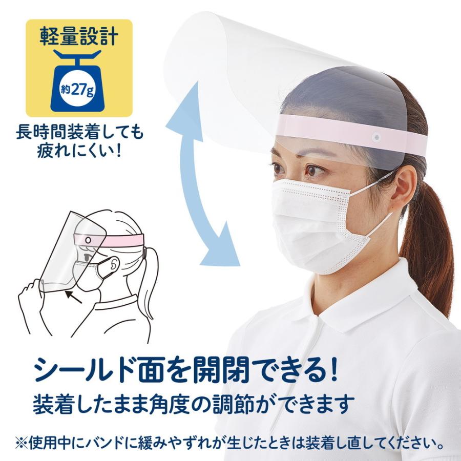 プラス (PLUS) かんたん装着 フェイスシールド 2枚入 ピンク FG-013-2P 89-077 | PLUS | 04