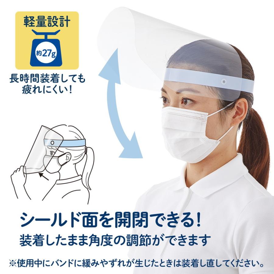 プラス (PLUS) かんたん装着 フェイスシールド 10枚入 ブルー FG-013-10P 89-292 | PLUS | 04