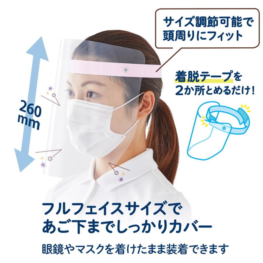 プラス (PLUS) かんたん装着 フェイスシールド 10枚入 ピンク FG-013-10P 89-293 | PLUS | 03