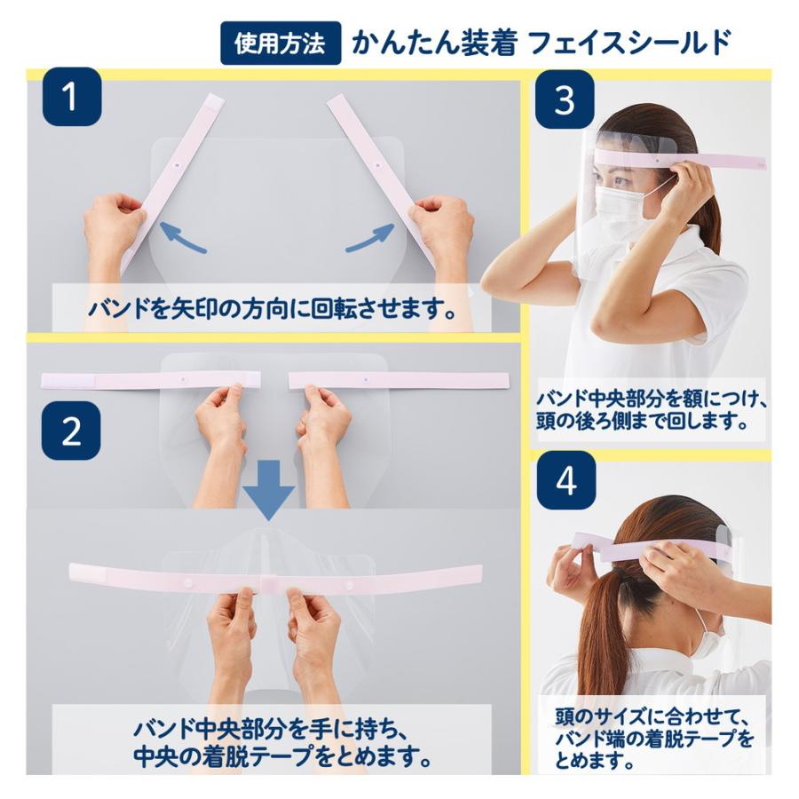 プラス (PLUS) かんたん装着 フェイスシールド 10枚入 ピンク FG-013-10P 89-293 | PLUS | 07