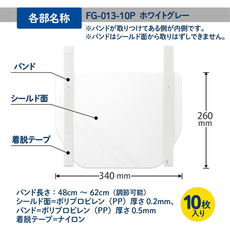 プラス (PLUS) かんたん装着 フェイスシールド 10枚入 ホワイトグレー FG-013-10P 89-294 | PLUS | 06
