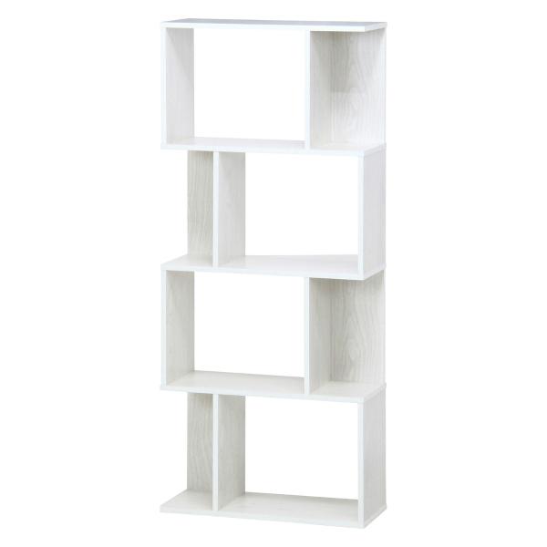 不二貿易 S型ディスプレイラック 4段 ホワイトウォッシュ 98715 | 不二貿易