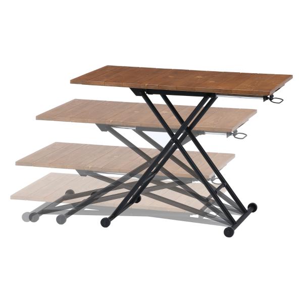 不二貿易　昇降テーブル　シルビア　アンティークブラウン　19241 |  | 01