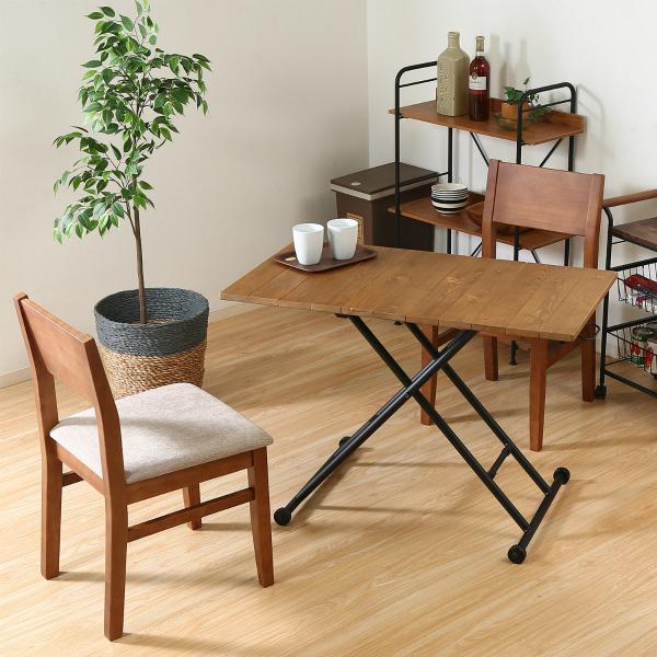 不二貿易　昇降テーブル　シルビア　アンティークブラウン　19241 |  | 08