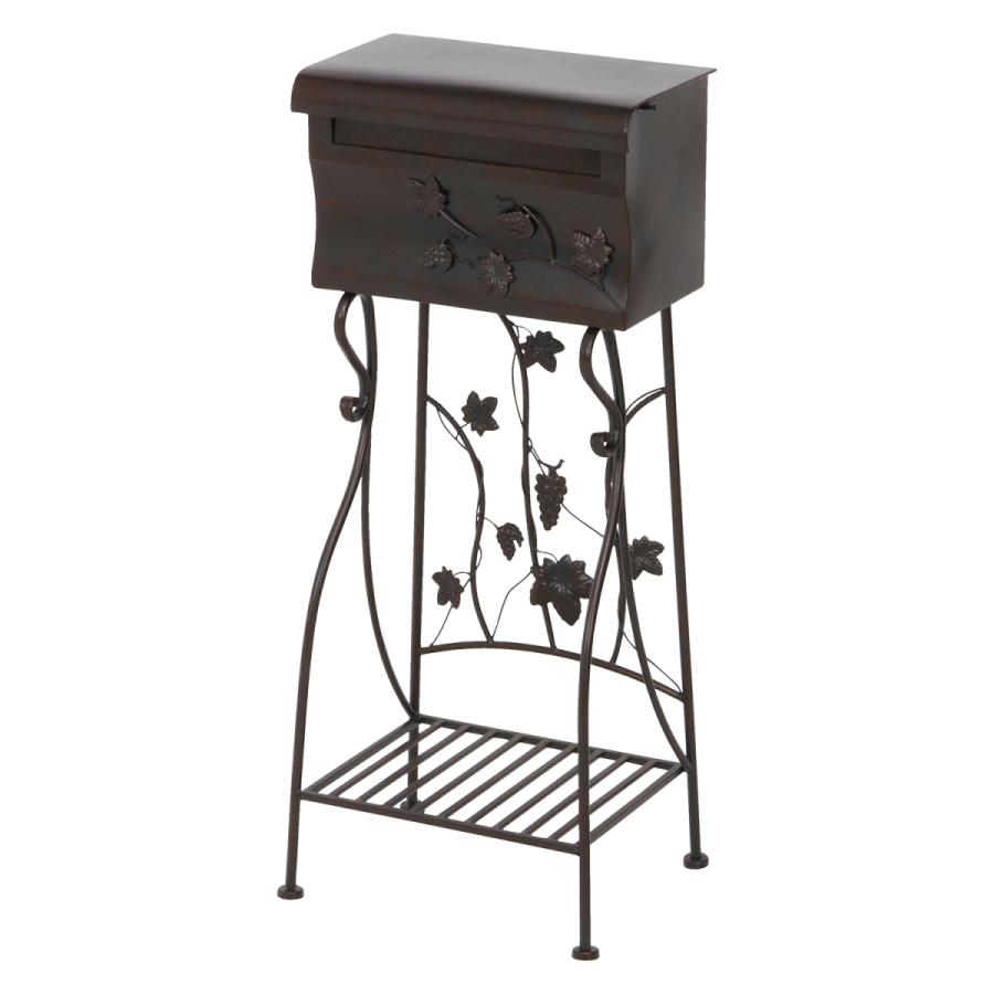 不二貿易　メールボックス　アンティーク塗装　葡萄モチーフ ブラウン　38174 | 不二貿易
