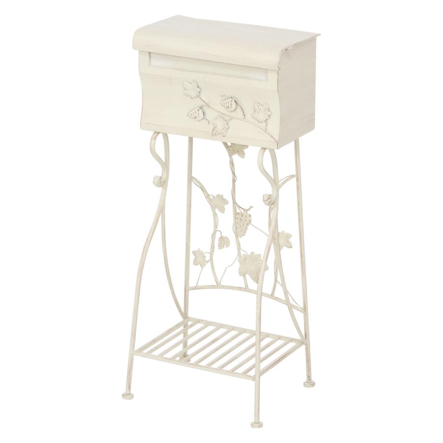 不二貿易　メールボックス　アンティーク塗装　葡萄モチーフ ホワイト　38175 | 不二貿易